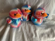 Way To Celebrate! Metallic Patriotic Duck Plush Duck Stuffed Animal Lot 6”