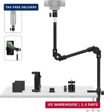 Webcam Stand Camera Desk Mount with Phone Holder  5/8" Screw - 22" Flexible Pro
