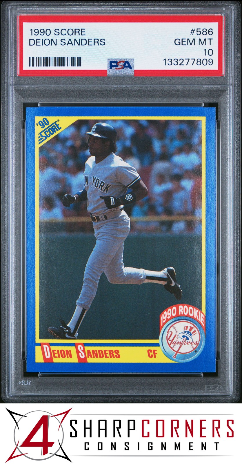 1990 SCORE #586 DEION SANDERS RC YANKEES PSA 10