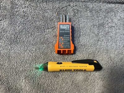 Lot of 2 Klein Tools NCVT-1 Voltage Tester & Outlet Circuit Tester RT105