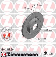 2X Bremsscheibe Zimmermann 380.2117.20 2 Bremsscheiben Vorderachse Vorne