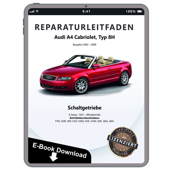 Audi A4 Cabrio 2002-2009 6 Gang Schaltgetriebe 0A3 Werkstatthandbuch Pdf Datei-image