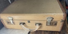 Maleta de tweed rubia vintage U.S. Trunk Co. - mango Lucite transparente MCM 18x12x6