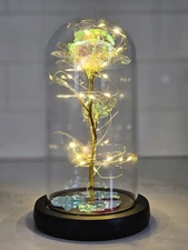 Enchanted LED Galaxy Rose – Crystal Flower Light in Glass Dome, Gift Decor