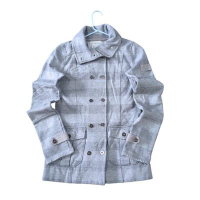 Tildon Jacket Women's Size M Gray Stripe Peacoat Classic Stylish Outerwear Coat