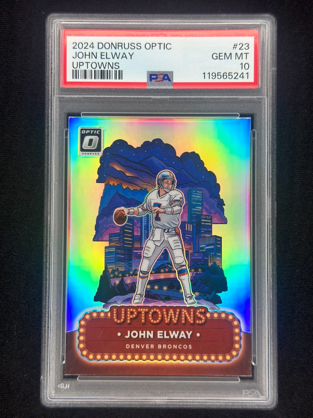 John Elway 2024 Panini Donruss Optic Uptowns Case Hit SSP PSA 10 Broncos HOF