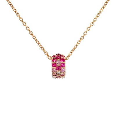 Ponte Vecchio Rotondo S Collier K18 Roségold Diamant Rosa Saphir Damen ISY