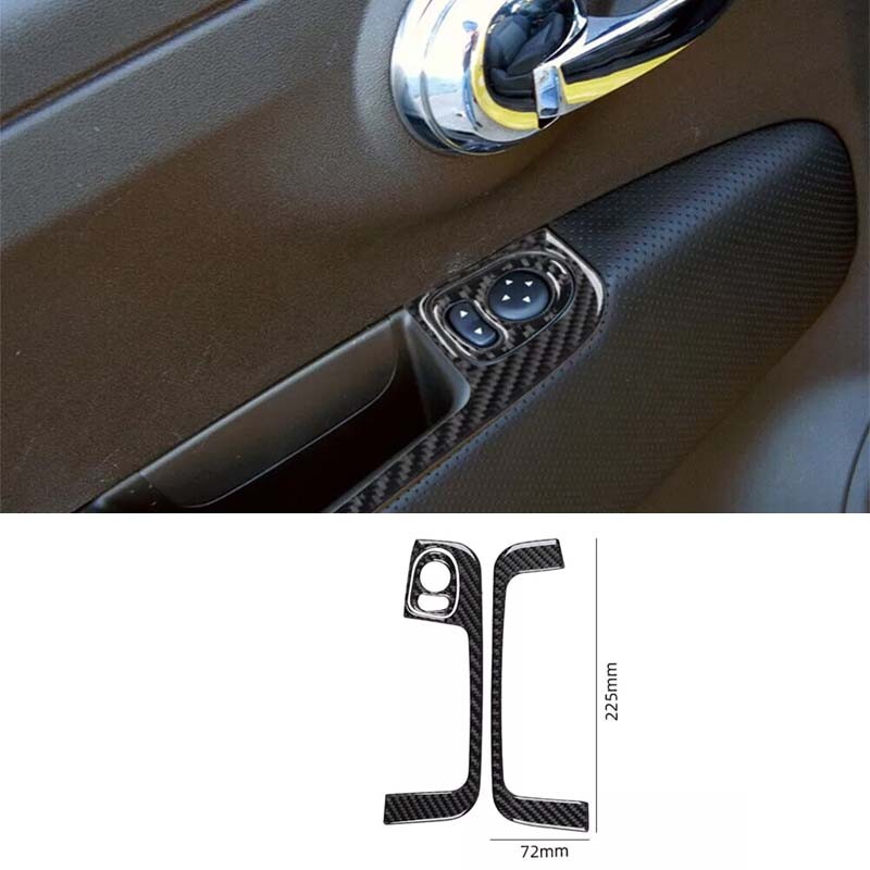 Cover Trim Interior Decor Door Control 2Pcs Carbon Fiber For 2012-2015 Fiat 500