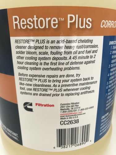 FLEETGUARD CC2638 RESTORE PLUS COOLANT SYSTEM CLEANER (2 GALLON) - Picture 2 of 3