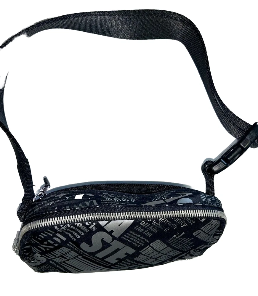 NWT Lululemon Everywhere Belt Bag 1L Black Silver Manifesto Print