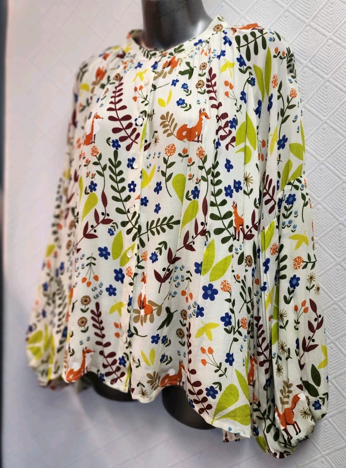 Olivia James Foxy Floral Balloon Sleeve Blouse New Arrival  