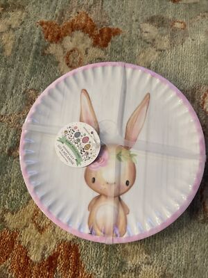 Bunny Boulevard Melamine Salad Luncheon 8'' Easter Spring Plates Set of 8 New