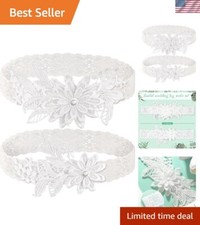 Adjustable Lace Wedding Garters - Hand Sewn with Floral Designs for Brides