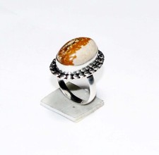 Crazy Lace Agate Gemstone Oval Shape Handmade Ring Jewelry Size 7.5 Inches