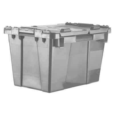 Orbis FP06 Gray Polyethylene Attached-Lid Container: 15.2'' L x 10.9'' W x 9.7'' H