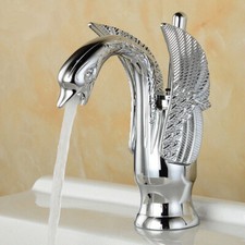 Polished Chrome Bathroom Basin Sink Faucet Single Handle Mixer Tap Swan Design