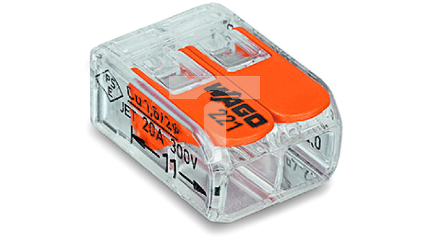 Quick connector 2x0.2-4mm2 transparent / orange 221-412 /100 pcs./ /T2UK