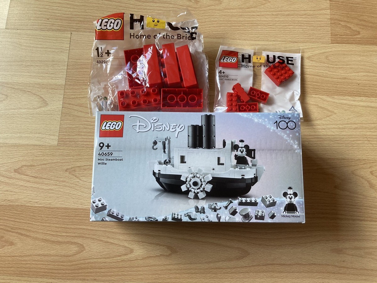 Brand New Lego Disney 100 Steamboat Willie 40659 With Red Bricks