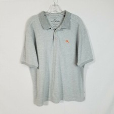 TOMMY BAHAMA Mens Grey Supima Cotton Blend Short Sleeve Polo Shirt Size Large