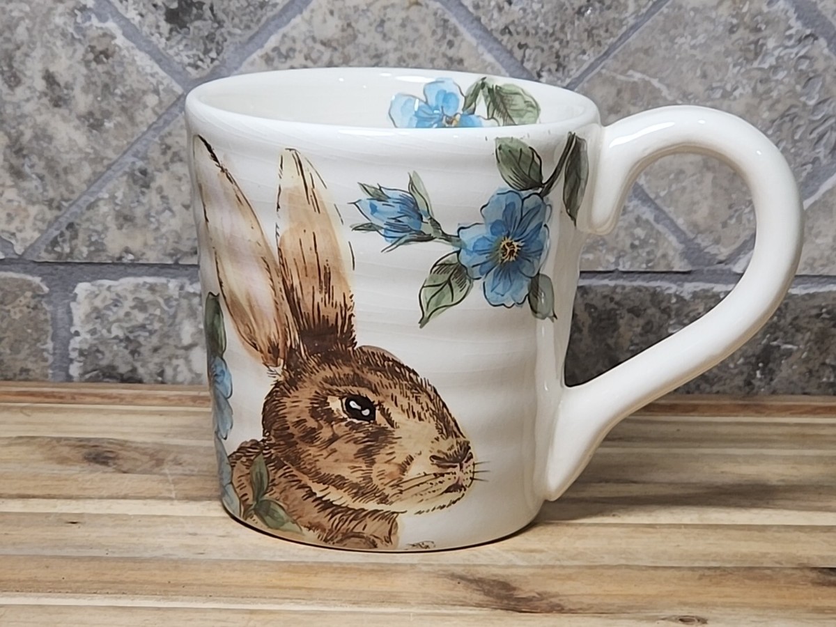 20 Oz Floral Bunny Mug By Maxcera Coffee Cup XL Rabbit Easter 
