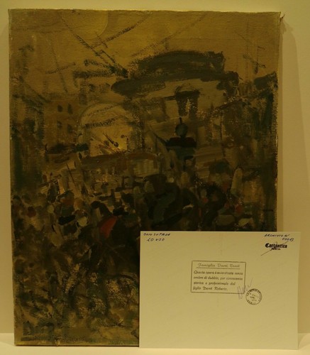 Painting Gemalt DIPINTO OLIO su Tela Alvaro DANTI "Processione" 40x50 ARCHIVIATO - Picture 3 of 3