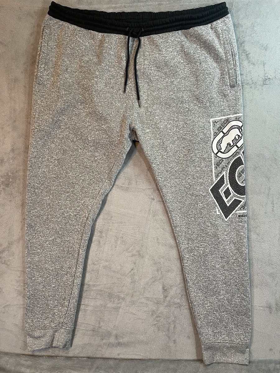 Ecko Unltd Sweatpants Mens 3XL Gray And Black Baggy Drawstring