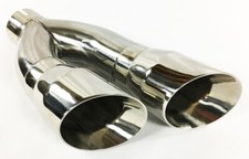 Exhaust Tip 3.00 Inlet 4.00 Outlet 16.00 Long Dual Slant Angle Stainless Stee