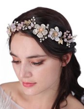 Bridal Pearl Crystal Wedding Hair Vine Rhinestone Headpiece for Women