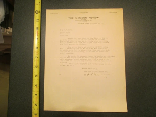 Denison Iowa The Denison Review IA 1919 Letterhead 835