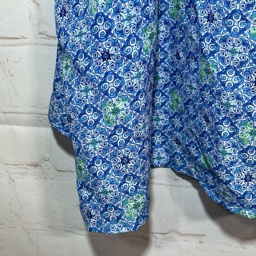 Cynthia Rowley Tank Top Shirt Blouse Womens XL Blue Geometric Polyester Summer - Picture 8 of 9