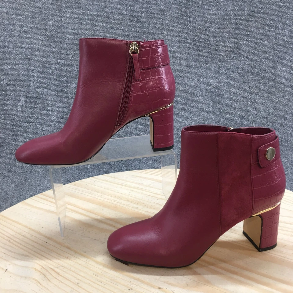 Botas White House Black Market para mujer 6,5 M Bryann tacón sangría oscuro rojo al tobillo Foto 2 de 4