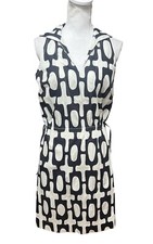 Lesley Evers Womens Retro Shift Dress Collared Waist Ties Size Medium NWT