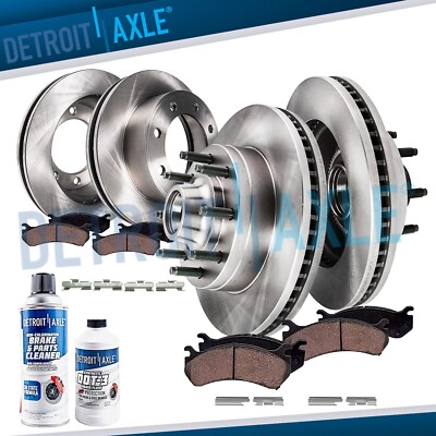 For Ford E-250 Econoline E-350 Super Duty Front Rear Rotors Ceramic Brake Pads