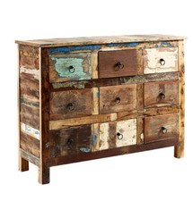 Modern Reclaimed Boat Wood Large Chest of 9 Drawer Bedroom Living Room Furniture