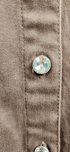 Quacker Factory Plus 1X Women's Brown /Chic Rhinestone/ Embellished Jean Jacket - Picture 7 of 20