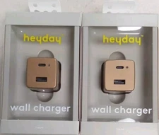 2 Heyday Dual-Port 20W Max USB-A 15W & USB-C 5W Wall Charger Rose Gold 