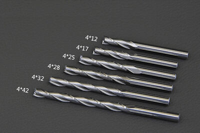 10 Stück 4 mm Schaft 2 Flöten Spiral Schaftfräser Fräser CNC Bit 10 - 42 CEL