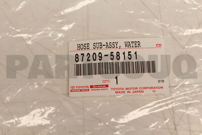 8720958151 Genuine Toyota HOSE SUB-ASSY, WATER, B 87209-58151 | eBay