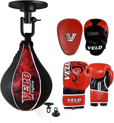 Velo Speed Punching Bag Kit with Swivel Boxing Set- Beginner's