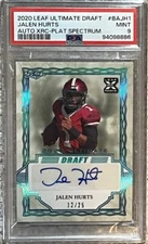 2020 LEAF ULT. DRAFT JALEN HURTS PLAT SPECTRUM XRC-AUT0 RC  12/25~PSA 9~POP 1/0^