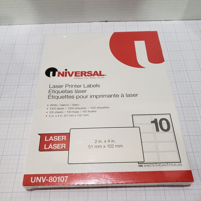 Universal office products 80107 laser printer permanent labels 2 x 4