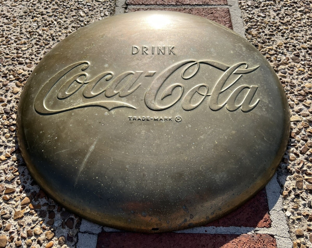 16” Rare 1950's Coca Cola Brass Coke Button Sign | eBay