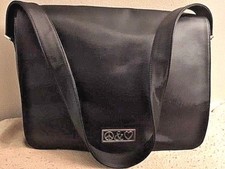 MOSCHINO BLACK NYLON TAFFETA SHOULDER CROSSBODY FLAP BAG SHW ITALY VINTAGE EUC