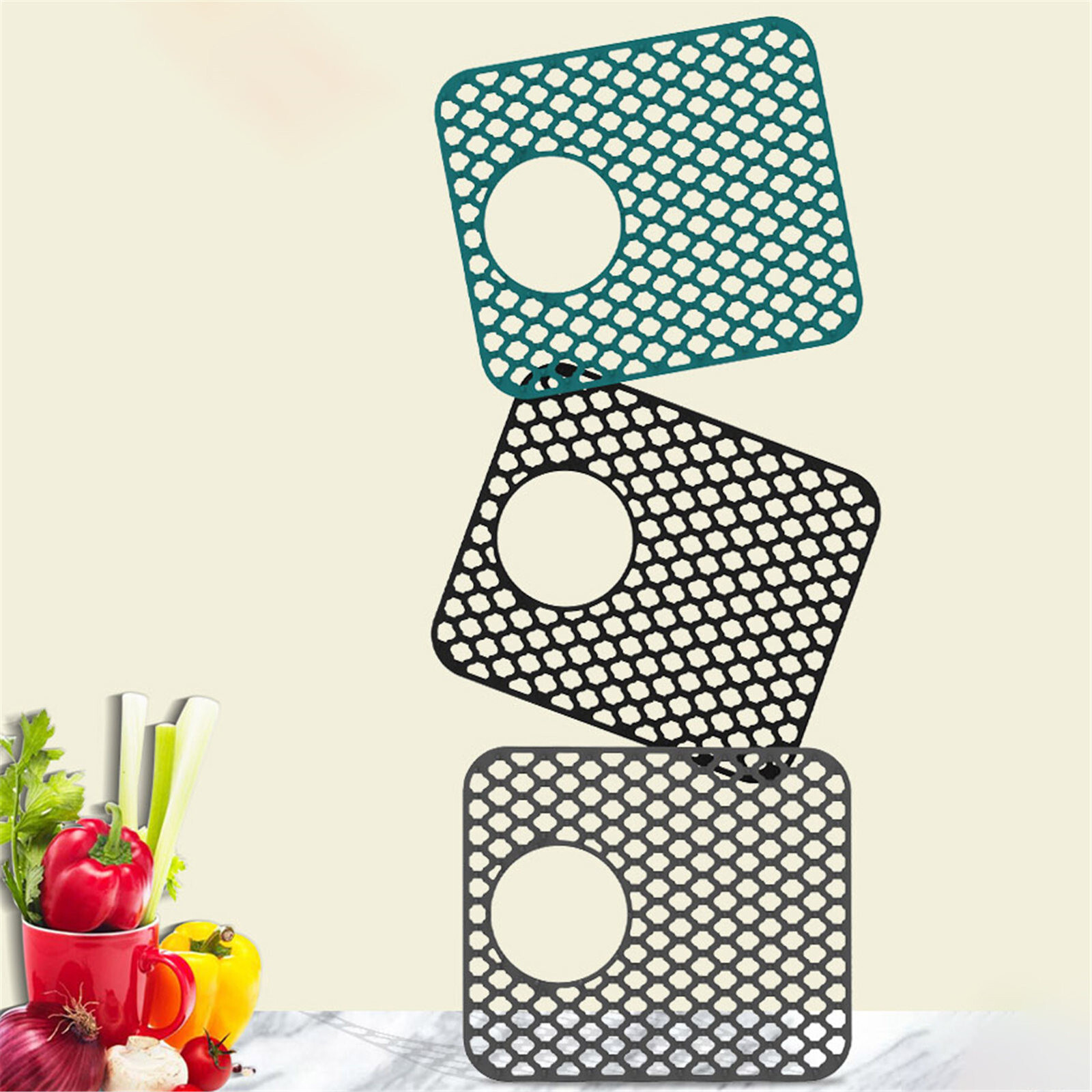 Silicone Kitchen Sink Protector Mat Folding Heat Non Slip Kitchen Sink