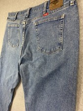 Wrangler Men's Size 42x30 Blue Denim Relaxed Fit Straight Leg Jeans