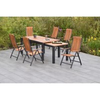 Merxx GartenmöBel Athos Set 7Tlg. 6 Klappsessel + 1 Flex Ausziehtisch