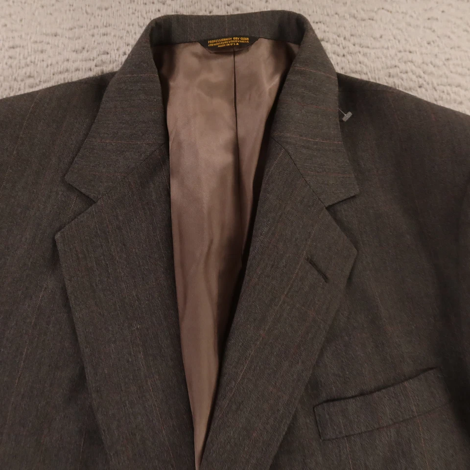 VTG Tweed Jacket XL XLT Gray Windowpane Check 100% Wool Blazer Sport Coat 46L - Image 2 of 4