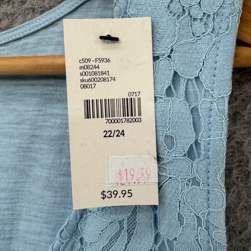 Lane Bryant Lace Overlay Tank Top Womens Light Blue Sleeveless Pullover Sz 22/24 - Picture 5 of 9