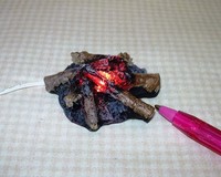 Miniature 12-volt Campfire With Sticks: Dollhouse Miniatures 1/12 Scale Miniature 12-volt Campfire With Sticks: Dollhouse Miniatures 1/12 Scale