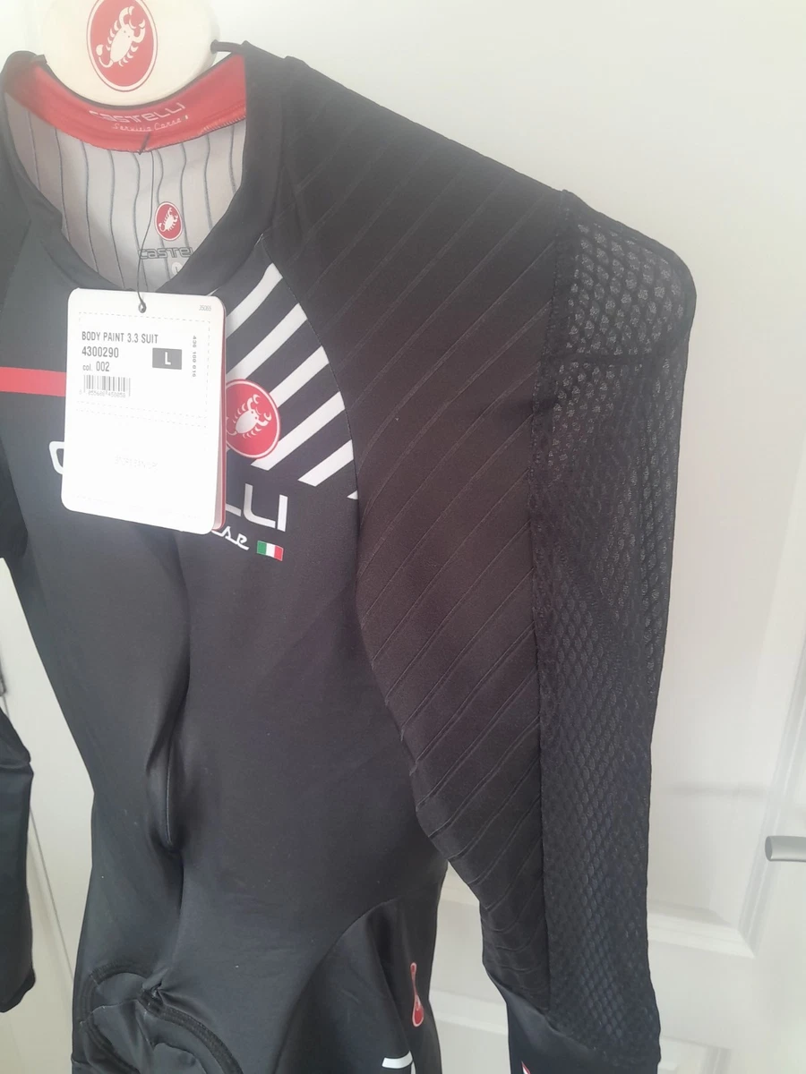 Traje Castelli para Hombres Pintura Corporal 3.3 Aero Velocidad Carretera Carrera Contrarreloj TT Grande Negro